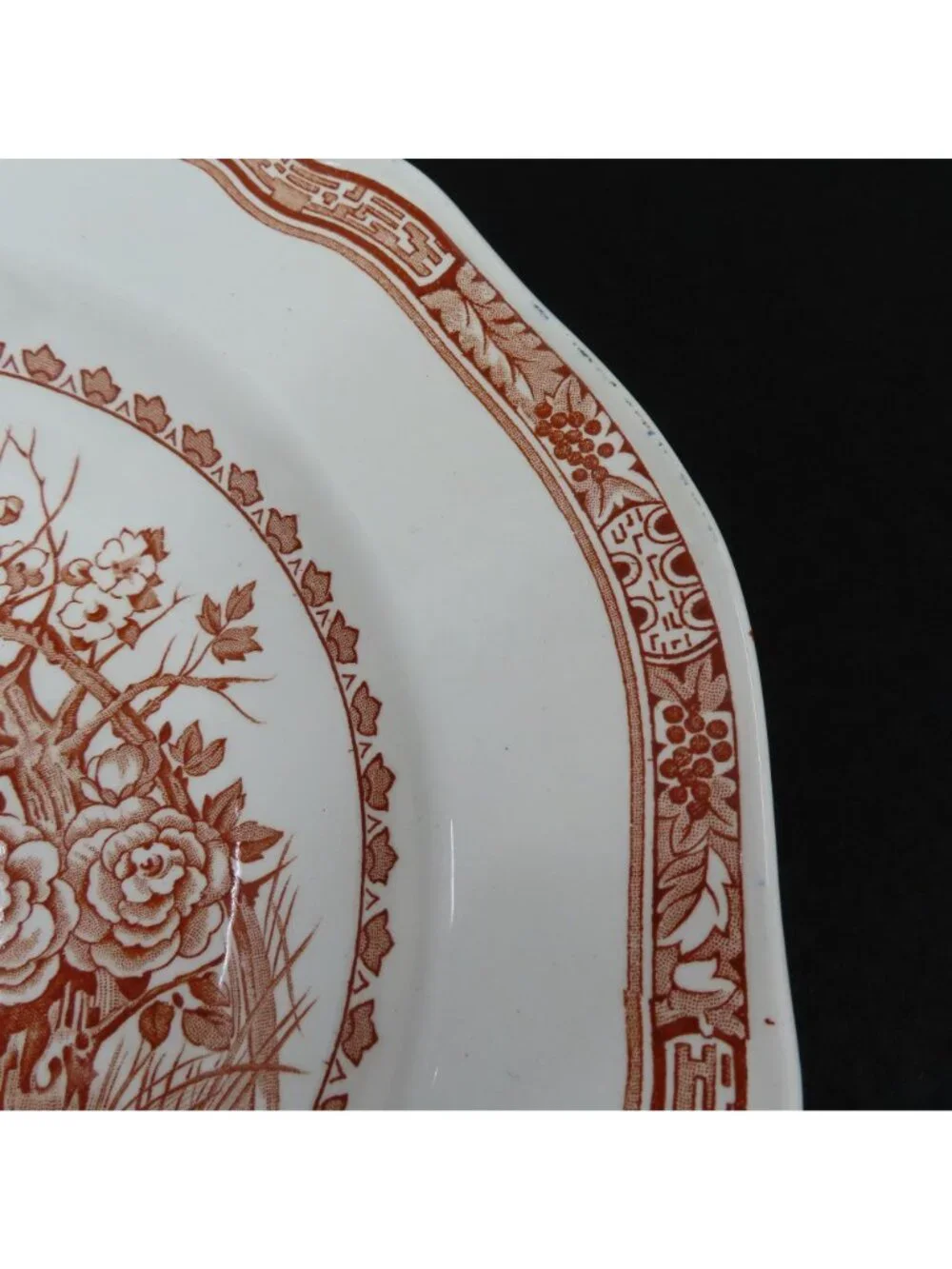Vintage Furnivals Quail 684771 England Brown Platter 13.5in Floral Serving Plate